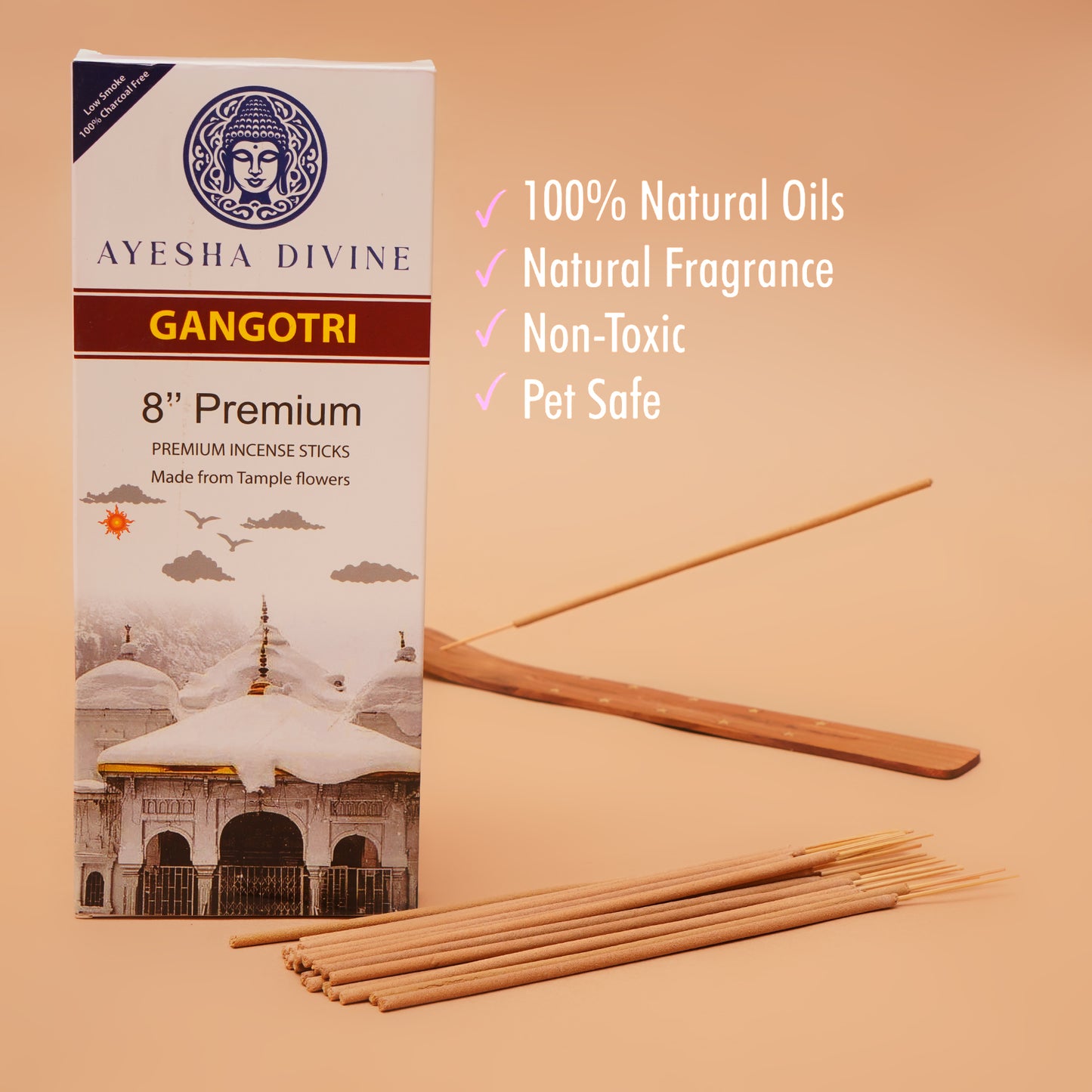 🌸 Ayesha Divine Gangotri Premium Incense Sticks – 8” (80 Sticks)