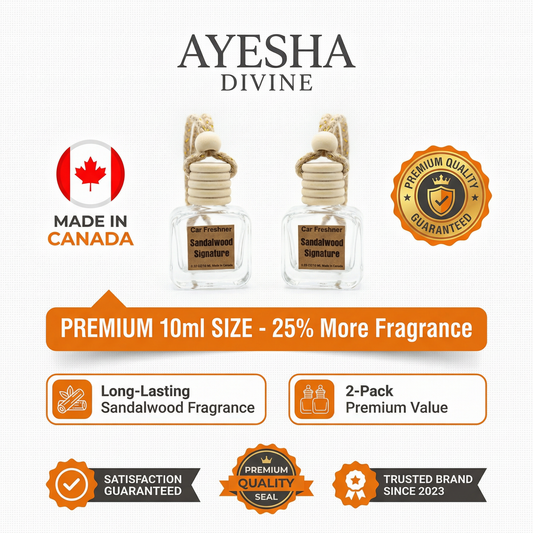 Ayesha Divine Sandalwood Signature 10ml Hanging Car Diffuser – 2-Pack